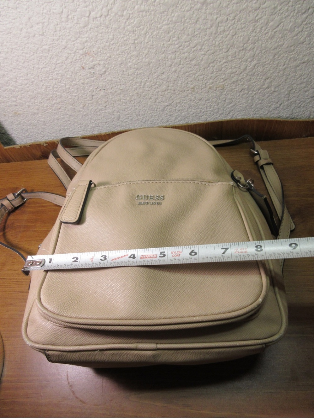 GUESS Beige/Cream Mini Backpack with Front Zip Pocket - Picture 7 of 12